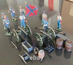 ACW Civil War Confederate Artillery -Lot of 8 I. R figures + Guns & accessories