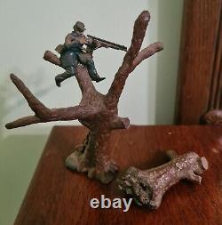 Antique Lead Toy Soldier Civil War Union Sniper Sharp Shooter In Tree Set 54mm