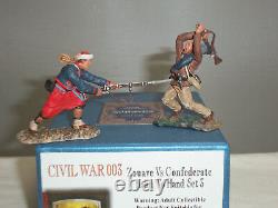 Conte Civilwar003 Zouave + Confederate Hand To Hand Metal Toy Soldier Figure Set