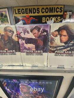 Hot Toys Civil War Lot Of 4 The Falcon, Hawkeye, Winter Soldier, & Ant-Man Mint