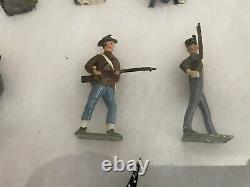 Lot Of 22 Vintage Lead Toy Soldiers Civil War Union & Confederate Infantry 54mm
