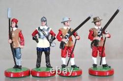 MJ MODE ENGLISH CIVIL WAR ROYALIST RIFLE MEN STANDING READY with OFFICER oe