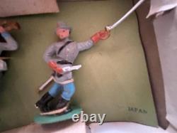 VTG/RARE PAINTED METAL TOY SOLDIERS (8) CIVIL WAR CONFEDERATE withORIG BOX JAPAN