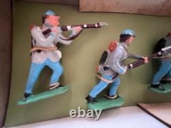 VTG/RARE PAINTED METAL TOY SOLDIERS (8) CIVIL WAR CONFEDERATE withORIG BOX JAPAN