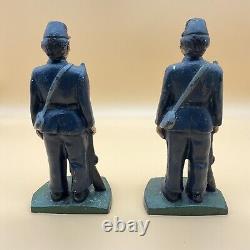 Vintage Caste Iron Toy Civil War Centennial Union Soldier Bookends