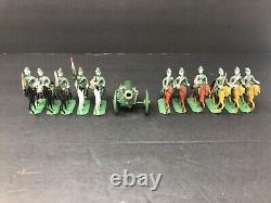 Vintage Metal Army Toy Soldiers War Horses Cavalry Canon Hand Painted Figurines