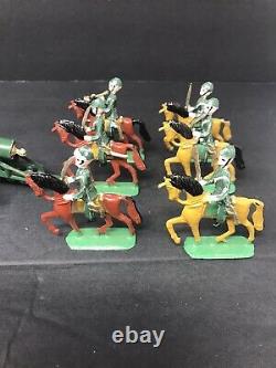 Vintage Metal Army Toy Soldiers War Horses Cavalry Canon Hand Painted Figurines